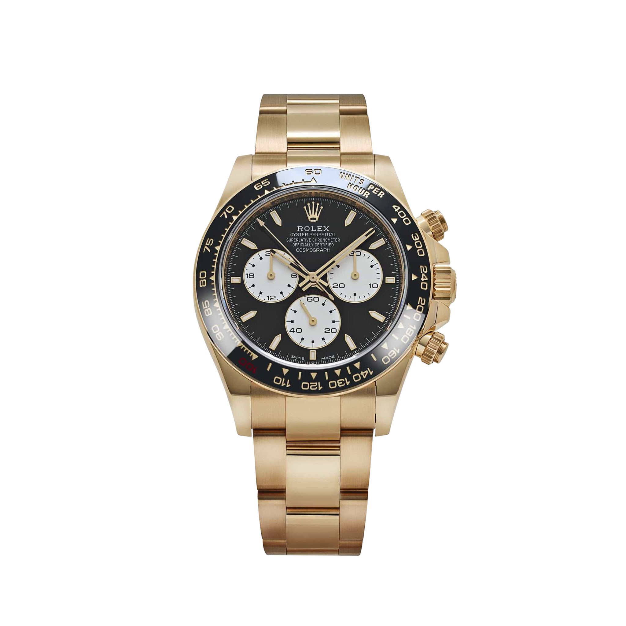 Cosmograph Daytona 126528 · Black with white counters, 2025